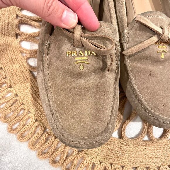 Prada Suede Bow Drivers Tan Leather Size EU 38 - Picture 4 of 15